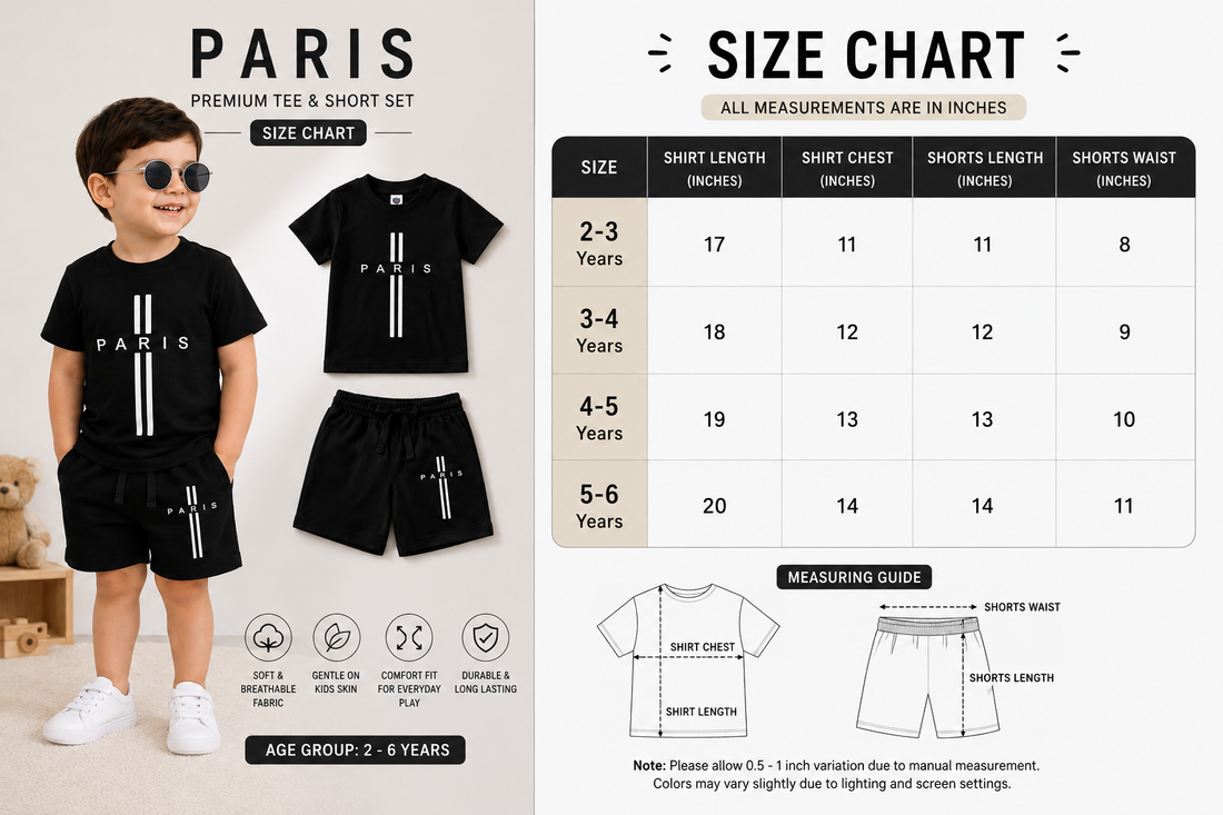 Premium Paris Printed Tee & Short Set