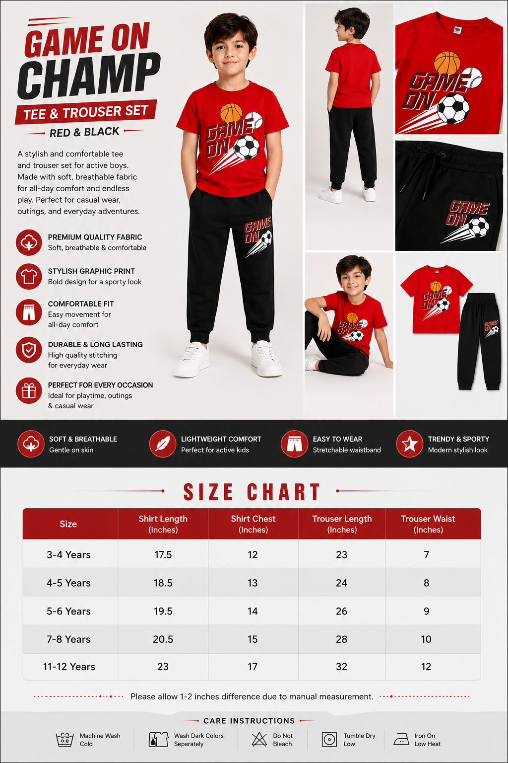 Game Mode Tee & Trouser Set for Boys