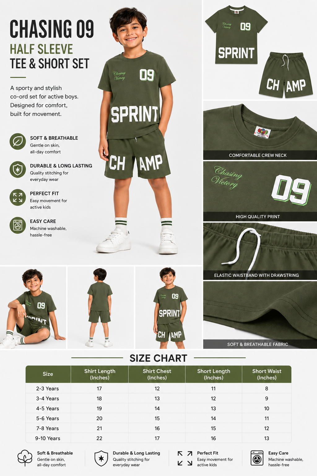 Chase 09 Tee & Shorts Set for Boys