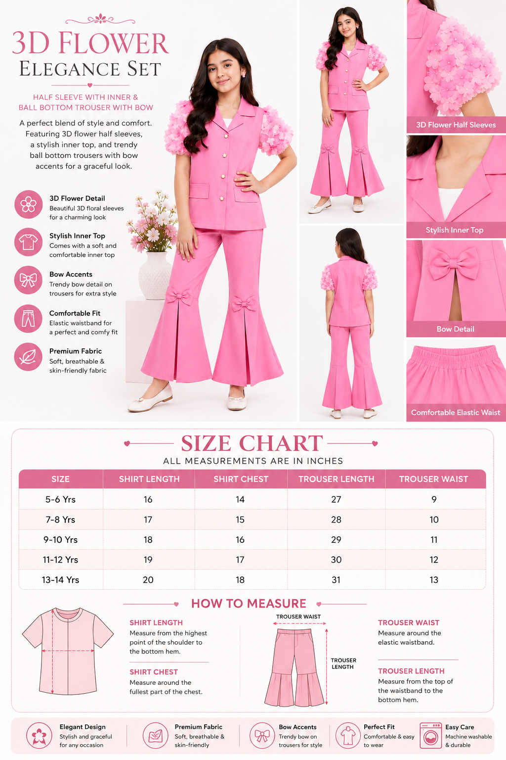 Blossom Belle 3D Flower Co-ord Set for Girls