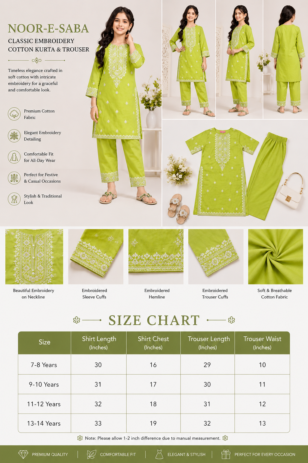 Noor-e-Saba Embroidered Co-Ord Set for Girls