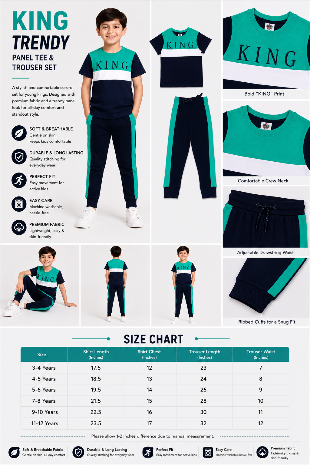 Royal Edge Tee & Jogger Set for Boys