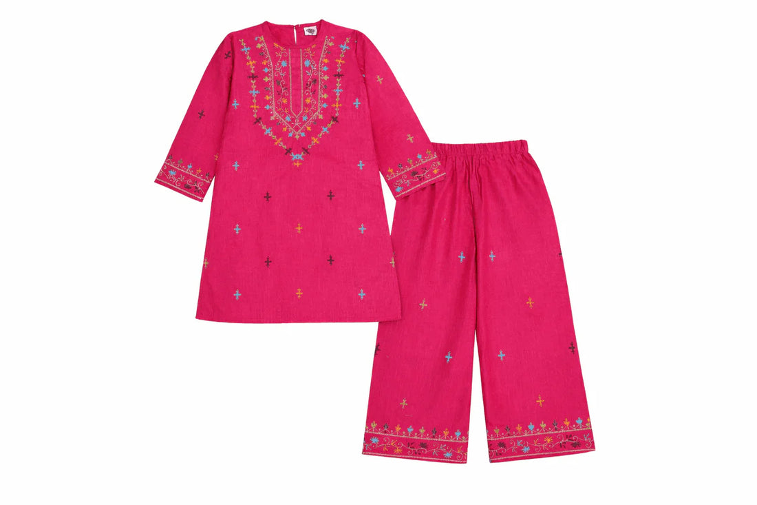 Elegant Bloom Kurti & Bell Bottom Set for Girls